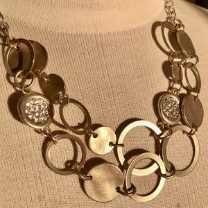 12" Gold rhinestoned Circles/Discs- Short necklace